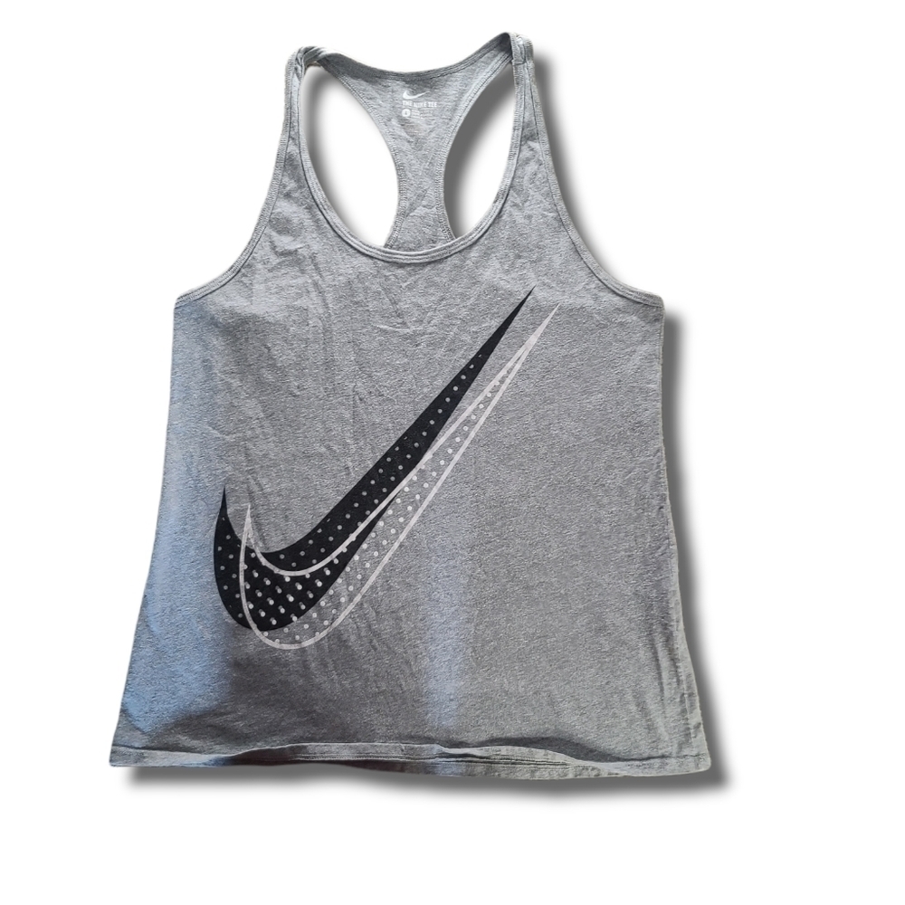 Nike grey black white logo athletic cut tanktop - Picture 1 of 3